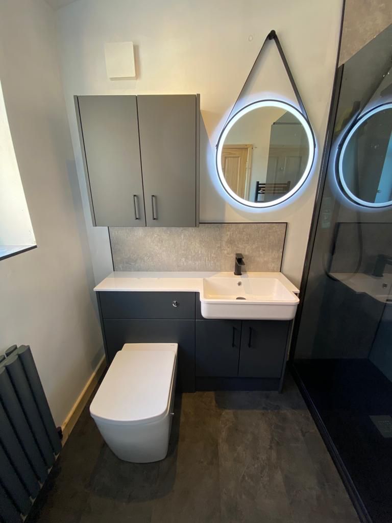 Walk In Shower With Modern Granite Finish