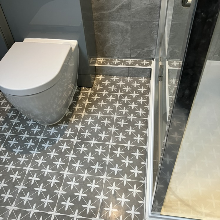 Toilet and Modern Tiled Flooring